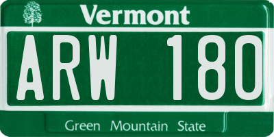 VT license plate ARW180