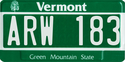 VT license plate ARW183