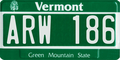 VT license plate ARW186
