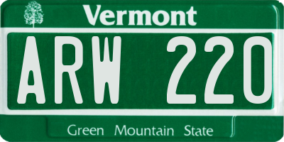 VT license plate ARW220