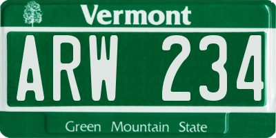 VT license plate ARW234