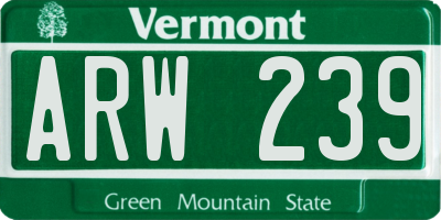 VT license plate ARW239