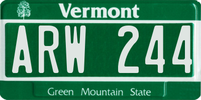 VT license plate ARW244