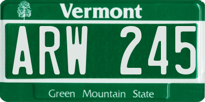VT license plate ARW245
