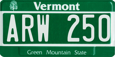 VT license plate ARW250