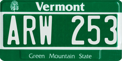 VT license plate ARW253
