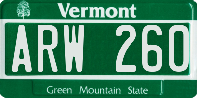 VT license plate ARW260