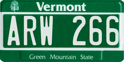 VT license plate ARW266