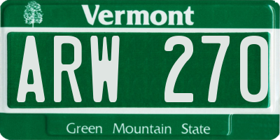 VT license plate ARW270