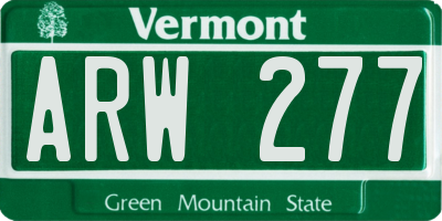 VT license plate ARW277