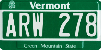 VT license plate ARW278