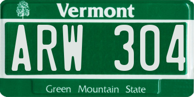 VT license plate ARW304