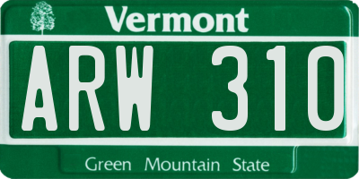 VT license plate ARW310