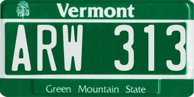 VT license plate ARW313