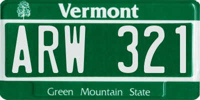 VT license plate ARW321