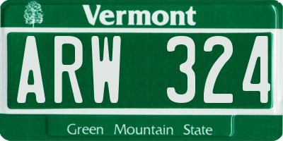 VT license plate ARW324