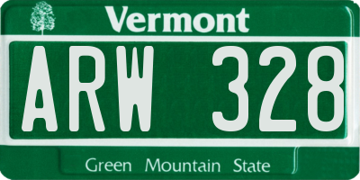 VT license plate ARW328