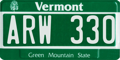 VT license plate ARW330