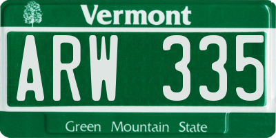 VT license plate ARW335
