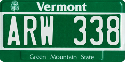 VT license plate ARW338