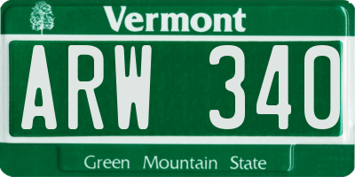 VT license plate ARW340