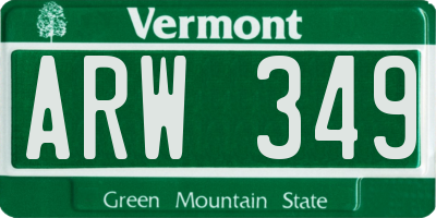 VT license plate ARW349