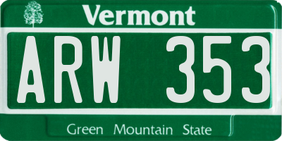 VT license plate ARW353