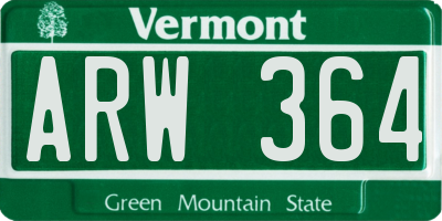 VT license plate ARW364