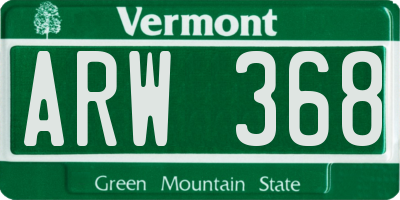 VT license plate ARW368