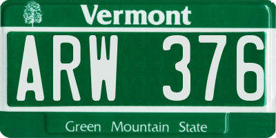 VT license plate ARW376