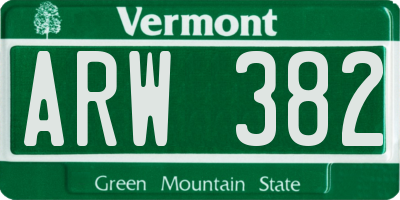 VT license plate ARW382