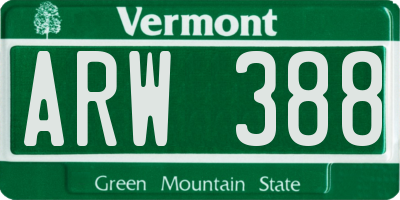 VT license plate ARW388