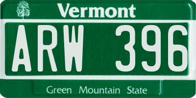VT license plate ARW396