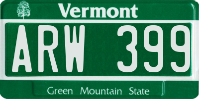 VT license plate ARW399