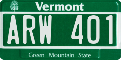 VT license plate ARW401