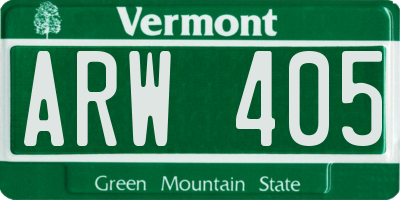 VT license plate ARW405