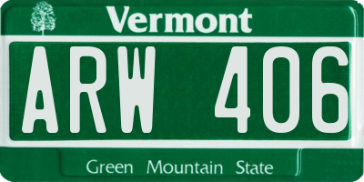 VT license plate ARW406