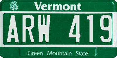 VT license plate ARW419