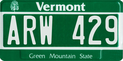 VT license plate ARW429