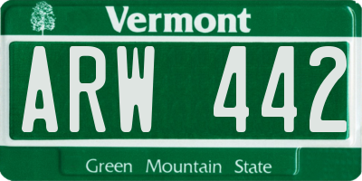 VT license plate ARW442