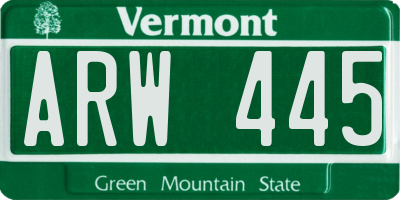 VT license plate ARW445