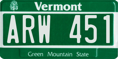 VT license plate ARW451