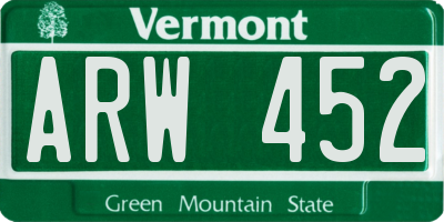 VT license plate ARW452