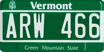 VT license plate ARW466