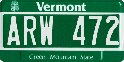 VT license plate ARW472