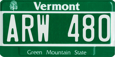 VT license plate ARW480