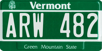 VT license plate ARW482