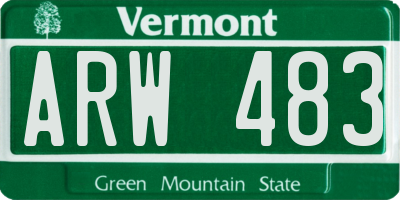 VT license plate ARW483