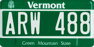 VT license plate ARW488