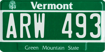VT license plate ARW493